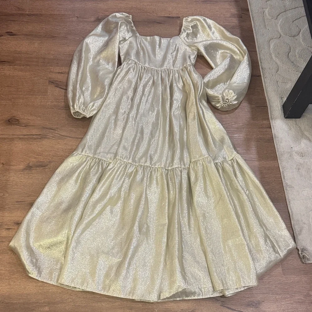 Aura Gold Shimmer Maxi Dress - Picture 3 of 6